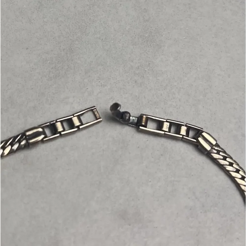 Gold Filled Sterling Silver Military ID Bracelet Chain BLANK Vintage Mid Century